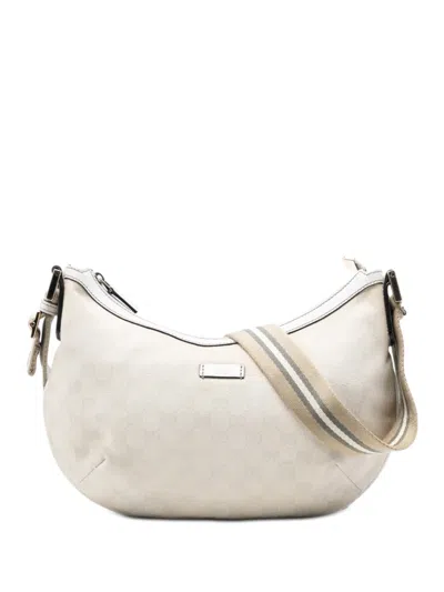 Pre-owned Gucci 2016-2026 Gg Canvas Web Crossbody Bag In White