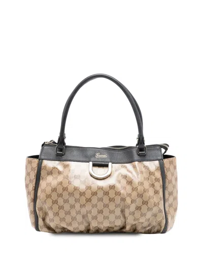 Pre-owned Gucci 2016-2026 Gg Crystal Abbey D Ring Tote Bag In Brown