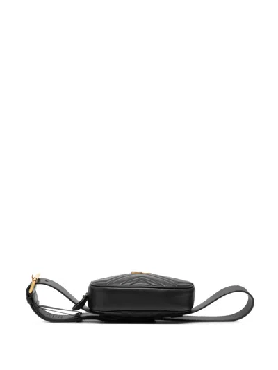Pre-owned Gucci 2016-2026 Gg Marmont Matelasse Leather Belt Bag In Black