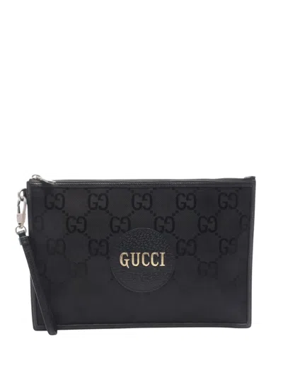 Pre-owned Gucci 2016-2026 Gg Nylon Off The Grid Pouch Clutch Bag In Black
