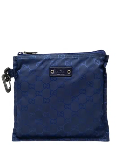 Pre-owned Gucci 2016-2026 Gg Nylon Pouch In Blue