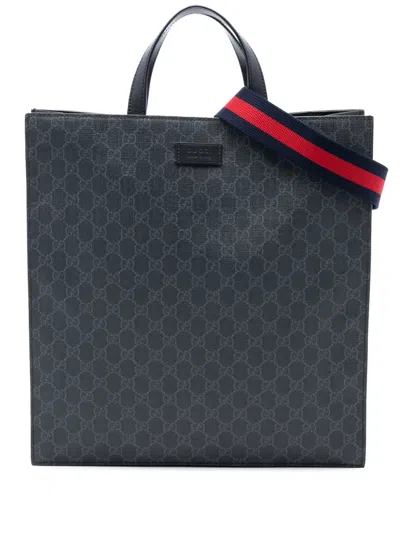 Pre-owned Gucci 2016-2026 Gg Supreme Convertible Soft Tote Satchel In Black