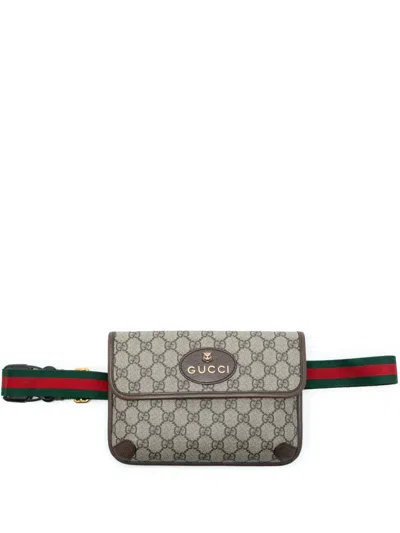 Pre-owned Gucci 2016-2026 Gg Supreme Web Neo Vintage Belt Bag In Brown