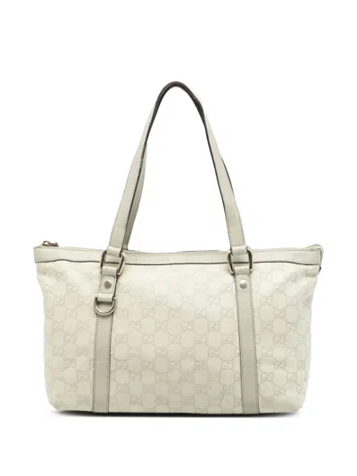 Pre-owned Gucci 2016-2026 Ssima Abbey D Ring Tote Bag In White