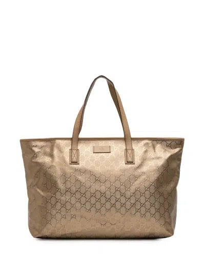 Pre-owned Gucci 2016-2026 Large Gg Imprime Tote Bag In Gold