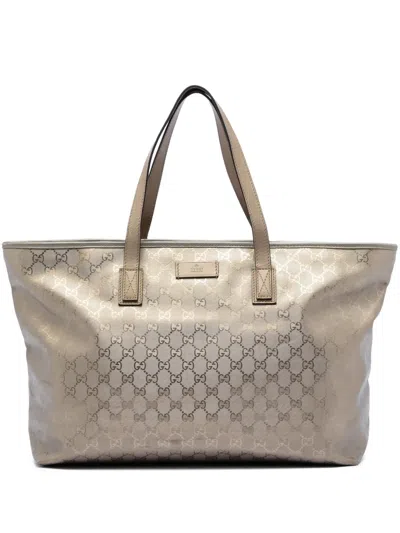 Pre-owned Gucci 2016-2026 Large Gg Imprime Tote Bag In Gold