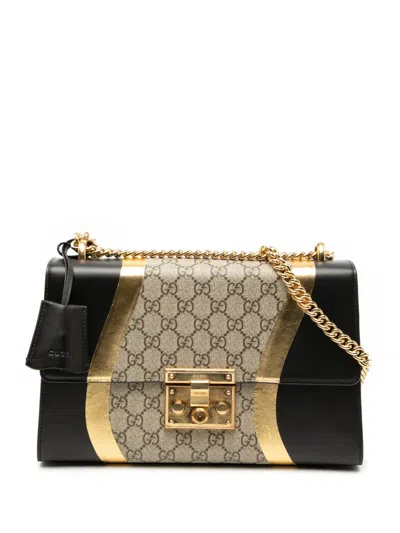 Pre-owned Gucci 2016-2026 Large Gg Supreme Osiride Padlock Crossbody Bag In Brown