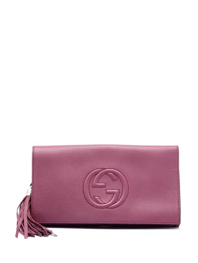 Pre-owned Gucci 2016-2026 Leather Soho Disco Clutch Bag In Pink