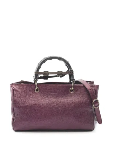 Pre-owned Gucci 2016-2026 Medium Bamboo Shopper Satchel In Purple