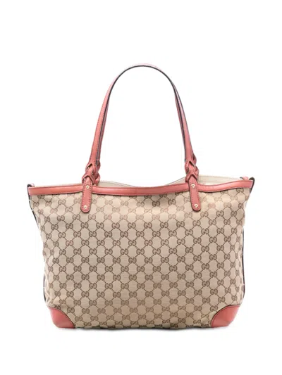 Pre-owned Gucci 2016-2026 Medium Gg Canvas Craft Tote Bag In Brown