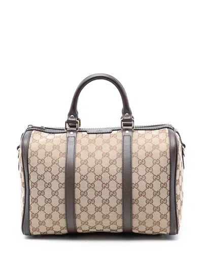 Pre-owned Gucci 2016-2026 Medium Gg Canvas Joy Boston Bag Satchel In Brown