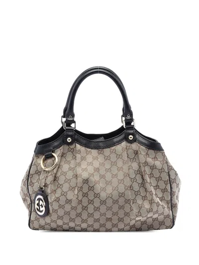Pre-owned Gucci 2016-2026 Medium Gg Canvas Sukey Tote Bag In Brown