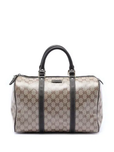 Pre-owned Gucci 2016-2026 Medium Gg Crystal Joy Boston Bag In Brown