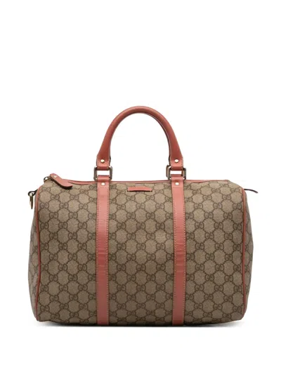 Pre-owned Gucci 2016-2026 Medium Gg Supreme Joy Boston Bag In Brown
