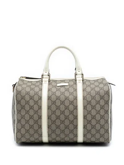 Pre-owned Gucci 2016-2026 Medium Gg Supreme Joy Boston Bag In Brown