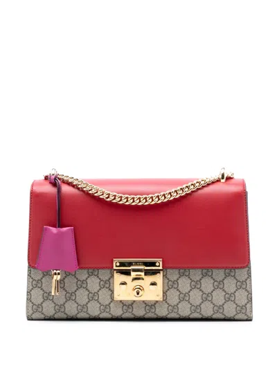 Pre-owned Gucci 2016-2026 Medium Gg Supreme Padlock Shoulder Bag In Brown