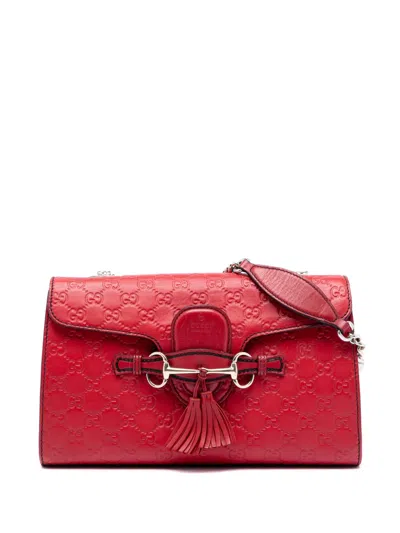 Pre-owned Gucci 2016-2026 Medium Ssima Emily Shoulder Bag In Red