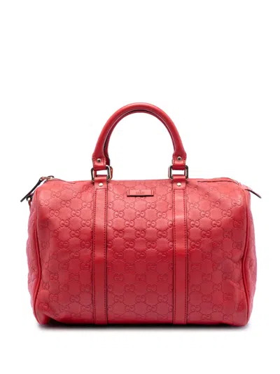 Pre-owned Gucci 2016-2026 Medium Ssima Joy Boston Bag In Red