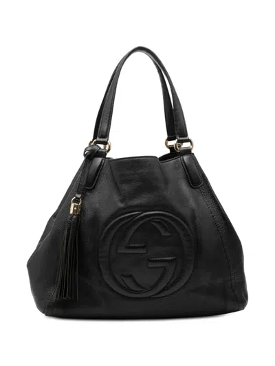 Pre-owned Gucci 2016-2026 Medium Leather Soho Cellarius Tote Bag In Black