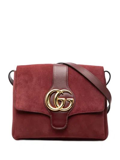 Pre-owned Gucci 2016-2026 Medium Suede Arli Crossbody Bag In Red