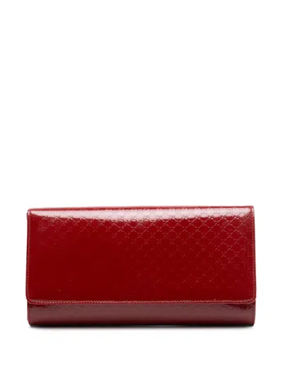 Pre-owned Gucci 2016-2026 Microssima Patent Broadway Clutch Bag In Red