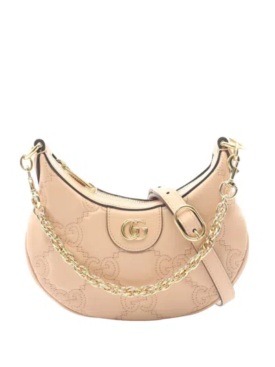 Pre-owned Gucci 2016-2026 Mini Gg Matelasse Leather Half Moon Bag Satchel In Pink