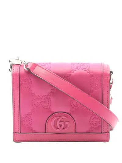 Pre-owned Gucci 2016-2026 Mini Gg Matelasse Nylon Wearable Wallet Crossbody Bag In Pink