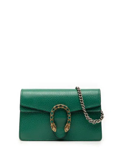 Pre-owned Gucci 2016-2026 Mini Leather Dionysus Crossbody Bag In Green