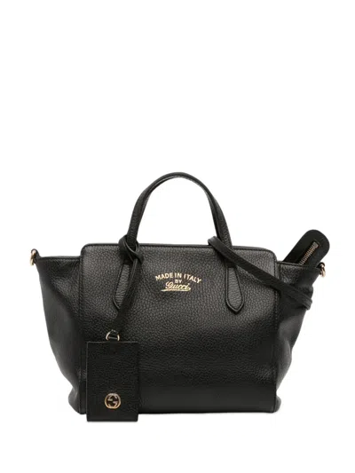 Pre-owned Gucci 2016-2026 Mini Leather Swing Satchel In Black