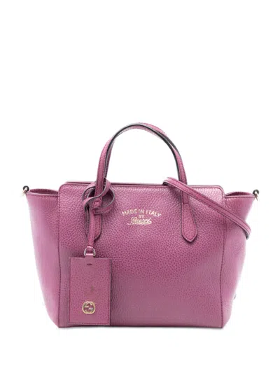 Pre-owned Gucci 2016-2026 Mini Leather Swing Satchel In Purple