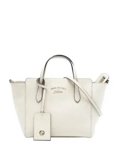 Pre-owned Gucci 2016-2026 Mini Leather Swing Satchel In White