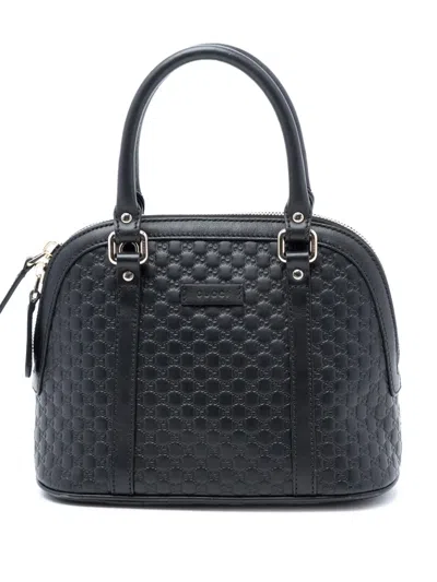 Pre-owned Gucci 2016-2026 Mini Microssima Dome Satchel In Black