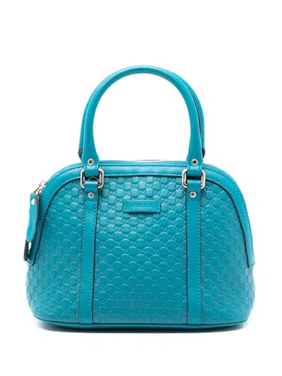 Pre-owned Gucci 2016-2026 Mini Microssima Dome Satchel In Blue