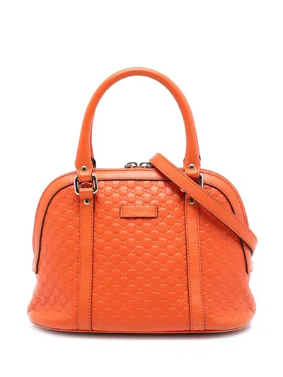 Pre-owned Gucci 2016-2026 Mini Microssima Dome Satchel In Orange