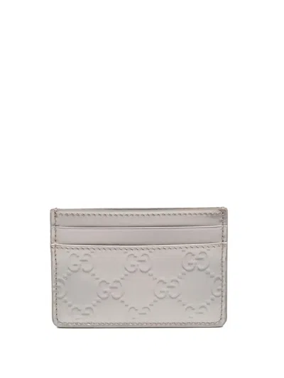 Pre-owned Gucci 2016-2026 Patent Ssima Card Holder In Silver