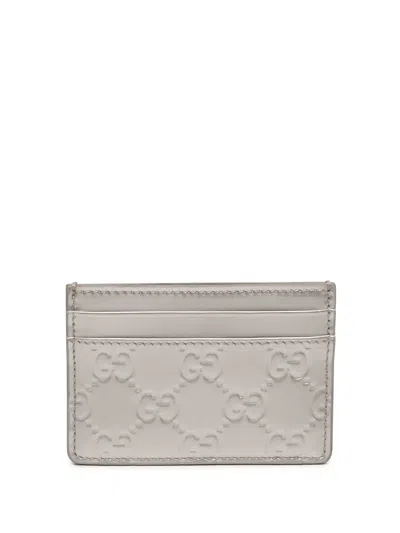 Pre-owned Gucci 2016-2026 Patent Ssima Card Holder In Silver