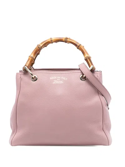 Pre-owned Gucci 2016-2026 Small Calfskin Bamboo Shopper Satchel In Pink