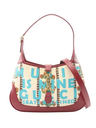 Pre-owned Gucci 2016-2026 Small Canvas 100 Centennial Music Jackie 1961 Crossbody Satchel In Brown