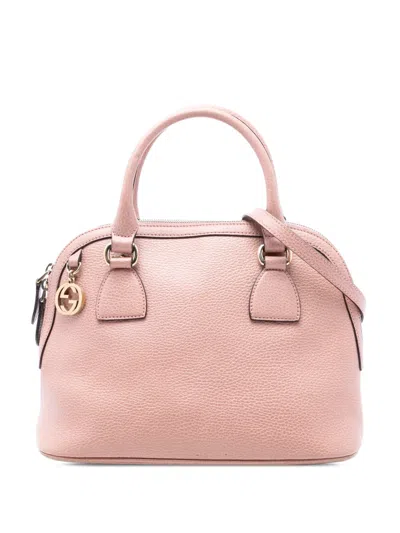 Pre-owned Gucci 2016-2026 Small Dollar Calfskin Gg Charm Dome Satchel In Pink