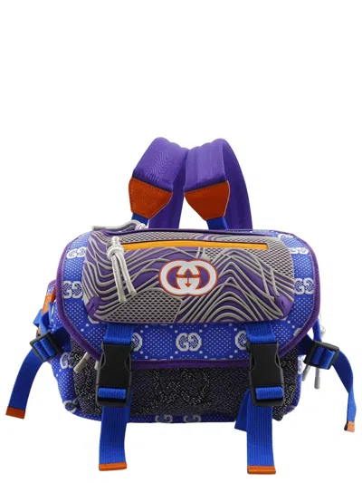 Pre-owned Gucci 2016-2026 Small Gg Nylon Daypack Backpack In Blue