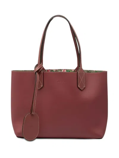 Pre-owned Gucci 2016-2026 Small Gg Supreme Blooms Reversible Tote Bag In Pink