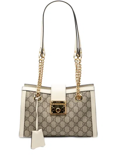 Pre-owned Gucci 2016-2026 Small Gg Supreme Padlock Tote Bag In Brown