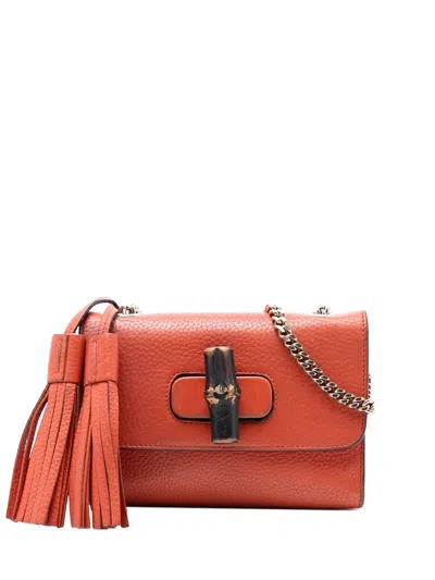 Pre-owned Gucci 2016-2026 Small Leather Miss Bamboo Crossbody Bag In Orange