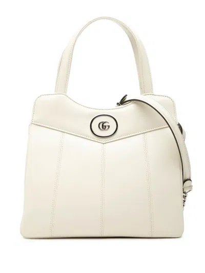 Pre-owned Gucci 2016-2026 Small Leather Petite Gg Tote Satchel In White
