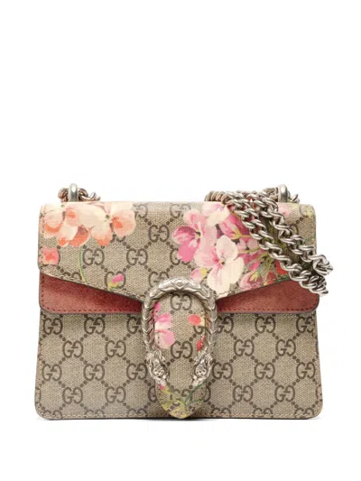 Pre-owned Gucci 2016 Dionysus Gg Blooms Shoulder Bag In Neutral