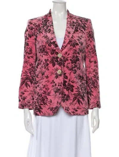 Pre-owned Gucci 2016 Floral Print Blazer In Pink