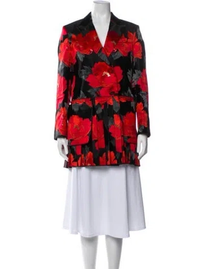 Pre-owned Gucci 2016 Floral Print Blazer W/ Tags In Red