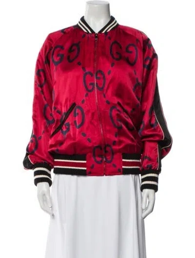 Pre-owned Gucci 2016 Ghost Bomber Jacket In Red
