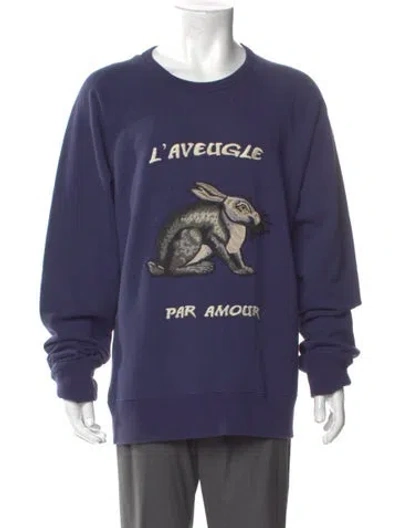 Pre-owned Gucci 2016 Graphic Print Sweatshirt In Blue