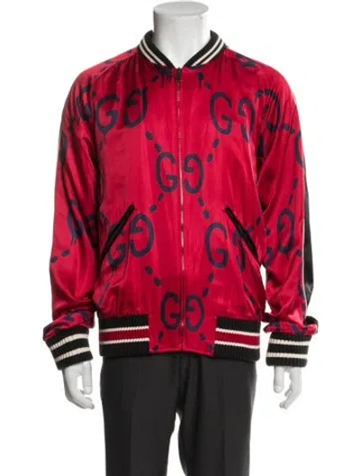 Pre-owned Gucci 2016 Jumbo Gg Varsity Jacket In Red